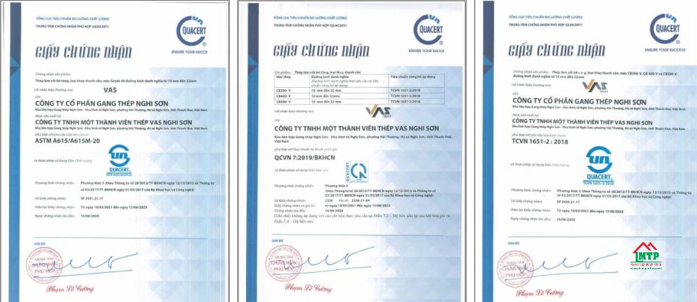 Chứng nhận chất lượng các sản phẩm thép Việt Mỹ