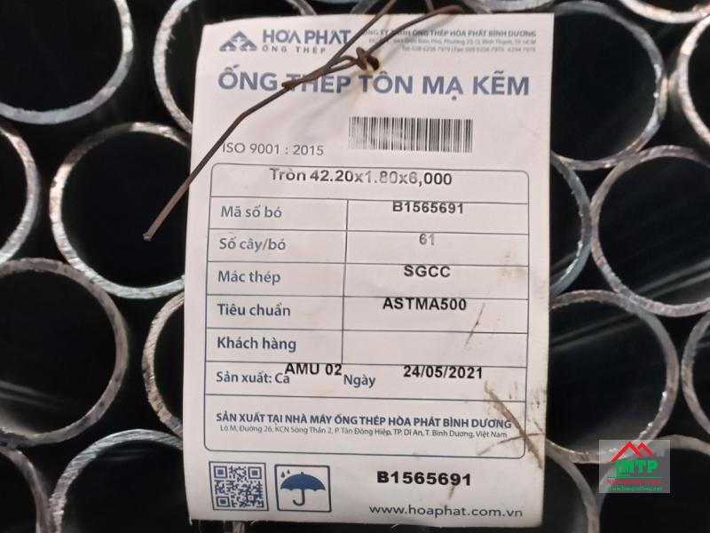 Thông số kỹ thuật ống thép phi 42 nhà máy Hòa Phát