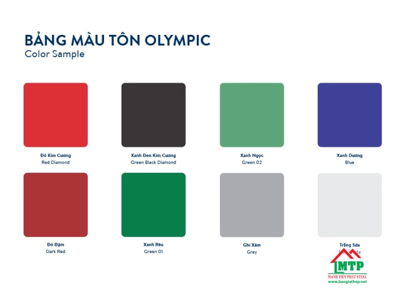 Bảng màu tôn Olympic