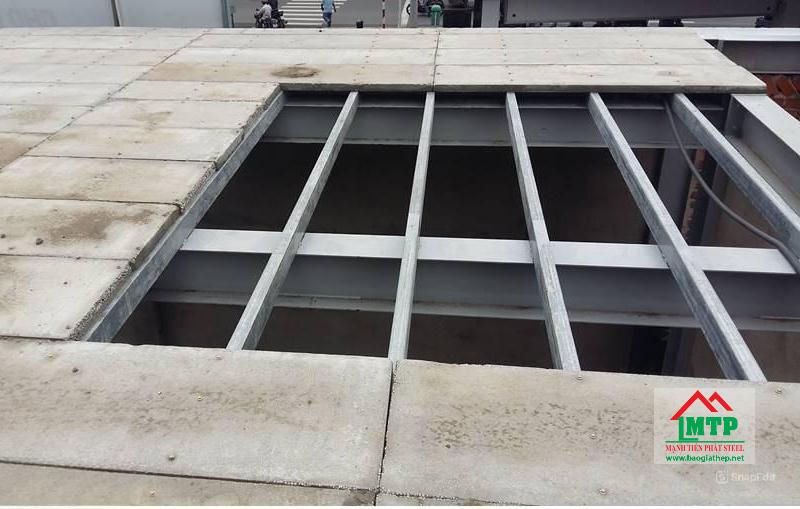 Ứng dụng thép hộp 100x150 Hòa Phát làm khung sàn bằng tấm xi măng